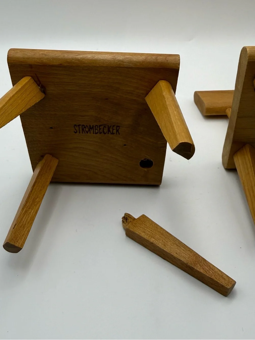Strombecker Beechwood Dollhouse Chairs Pair - 1930s-1960s Vintage Miniature Furn